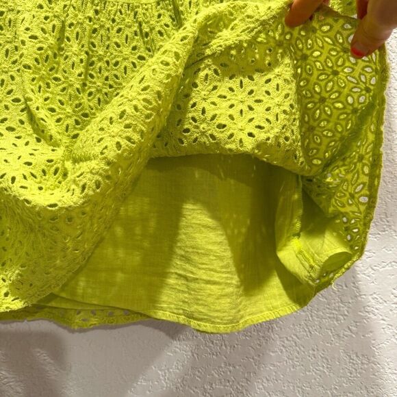 Tyler Böe Isla Eyelet Tunic Dress Women's Large Wild Lime Chartreuse Green Cotto - Picture 6 of 10